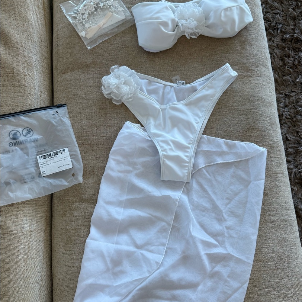 White Floral Bikini Set